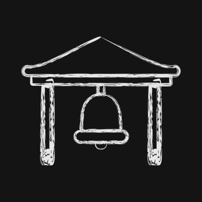 Icon bell. Buddhism and vesak elements. Icon in chalk style.
