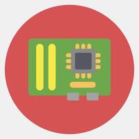 Icon motherboard. Computer components elements. Icon in color mate style. vector