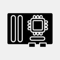 Icon motherboard. Computer components elements. Icon in glyph style. vector