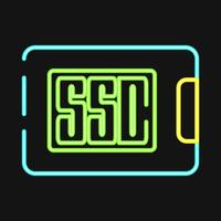 Icon ssd. Computer components elements. Icon in neon style. vector