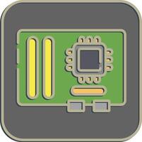 Icon motherboard. Computer components elements. Icon in embossed style. vector