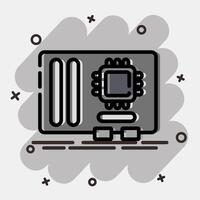 Icon motherboard. Computer components elements. Icon in comic style. vector