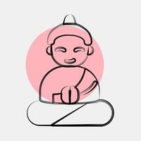 Icon meditation. Buddhism and vesak elements. Icon in color spot style. vector