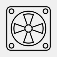Icon cooling fan. Computer components elements. Icon in line style. vector
