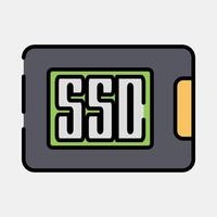 Icon ssd. Computer components elements. Icon in filled line style. vector