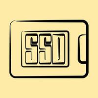 Icon ssd. Computer components elements. Icon in hand drawn style. vector