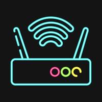 Icon router. Computer components elements. Icon in neon style. vector