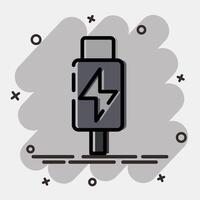 Icon thunderbolt. Computer components elements. Icon in comic style. vector