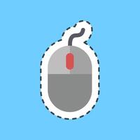 Cutting line sticker mouse. Computer components elements. vector