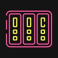 Icon data center. Computer components elements. Icon in neon style. vector