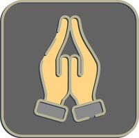 Icon prayer. Buddhism and vesak elements. Icon in embossed style. vector