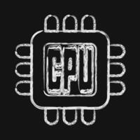 Icon processor. Computer components elements. Icon in chalk style. vector