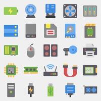 Icon set of computer components. Computer components elements. Icon in flat style. vector