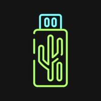 Icon usb flash. Computer components elements. Icon in neon style. vector