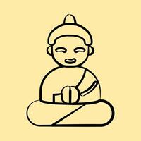 Icon meditation. Buddhism and vesak elements. Icon in hand drawn style. vector