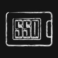 Icon ssd. Computer components elements. Icon in chalk style. vector