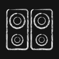Icon music device. Computer components elements. Icon in chalk style. vector