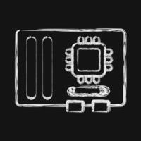 Icon motherboard. Computer components elements. Icon in chalk style. vector