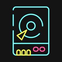 Icon hdd. Computer components elements. Icon in neon style. vector