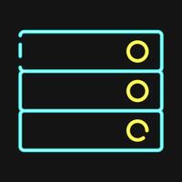 Icon database. Computer components elements. Icon in neon style. vector