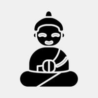 Icon meditation. Buddhism and vesak elements. Icon in glyph style. vector