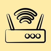 Icon router. Computer components elements. Icon in hand drawn style. vector