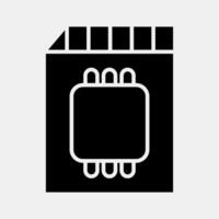 Icon memory card. Computer components elements. Icon in glyph style. vector