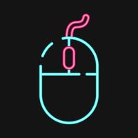 Icon mouse. Computer components elements. Icon in neon style. vector