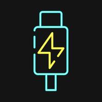 Icon thunderbolt. Computer components elements. Icon in neon style. vector