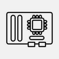 Icon motherboard. Computer components elements. Icon in line style. vector
