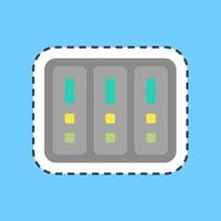 Cutting line sticker data center. Computer components elements. vector