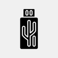 Icon USB flash. Computer components. Icon in glyph style. vector