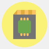 Icon memory card. Computer components elements. Icon in color mate style. vector