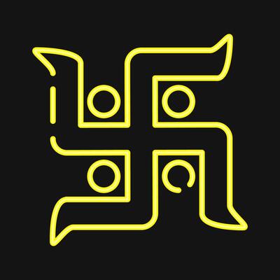 Icon swastika. Buddhism and vesak elements. Icon in neon style.