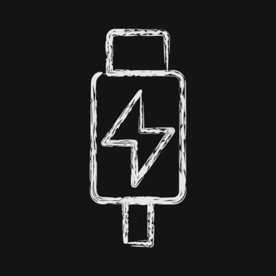 Icon thunderbolt. Computer components elements. Icon in chalk style.