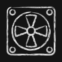Icon cooling fan. Computer components elements. Icon in chalk style. vector