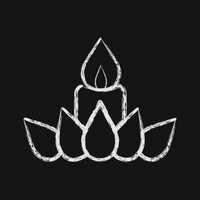 Icon candle. Buddhism and vesak elements. Icon in chalk style.