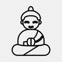 Icon meditation. Buddhism and vesak elements. Icon in line style. vector