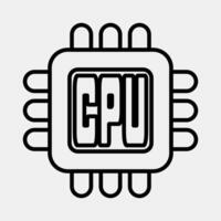 Icon processor. Computer components elements. Icon in line style. vector
