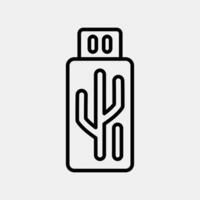 Icon usb flash. Computer components elements. Icon in line style. vector