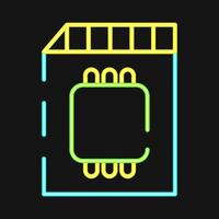 Icon memory card. Computer components elements. Icon in neon style. vector