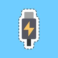 Cutting line sticker thunderbolt. Computer components elements. vector