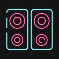 Icon music device. Computer components elements. Icon in neon style. vector