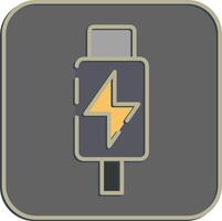 Icon thunderbolt. Computer components elements. Icon in embossed style. vector