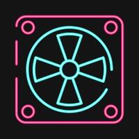 Icon cooling fan. Computer components elements. Icon in neon style. vector