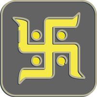 Icon swastika. Buddhism and vesak elements. Icon in embossed style. vector