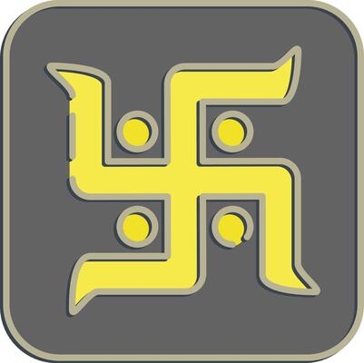 Icon swastika. Buddhism and vesak elements. Icon in embossed style.