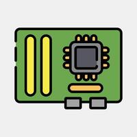 Icon motherboard. Computer components elements. Icon in filled line style. vector