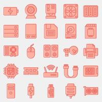 Icon set of computer components. Computer components elements. Icon in two tone style. vector