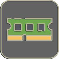 Icon ram. Computer components elements. Icon in embossed style. vector